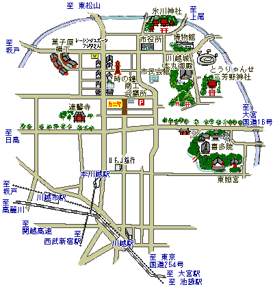 川越観光地図カニヤアクセスマップ