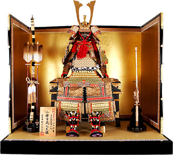 伝統工芸品 市川光玉/寿光 12号 金小櫻韋縅金箔押小札之大鎧 金箔押屏風
